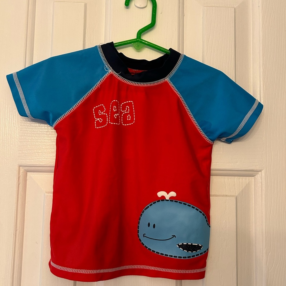 Target Red and Blue Rashguard Whale Design